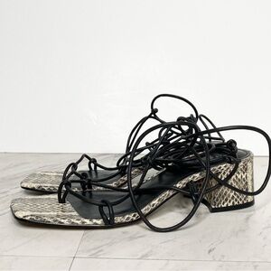 Marc Fisher Jacinda Lace Up Snake Heeled Sandal 8.5 M
